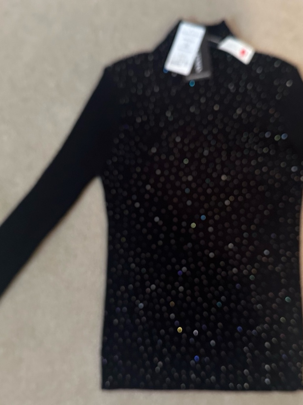 Frank Lyman Design Black Sequin Knit Top